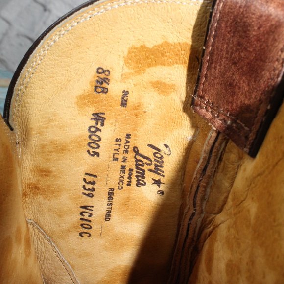 Tony Lama Santa Fe Vaquero Brown Leather Cowgirl Western Boots 8.5 B - Picture 7 of 9